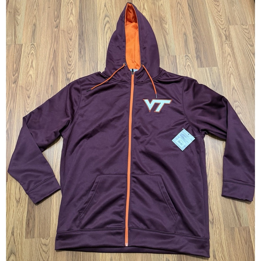 Virginia Tech Hokies Hoodie Mens 2XL Full Zip Stadium Athletics Embroidered NWT